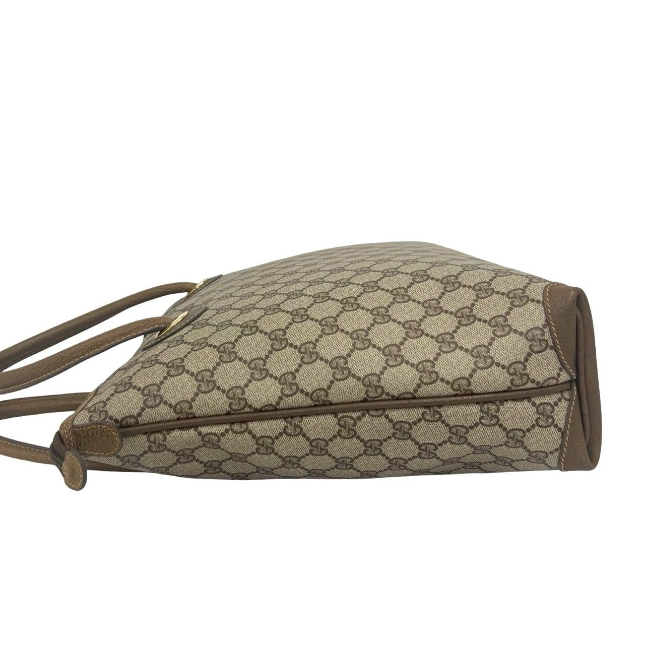 Gucci Vintage GG Pattern Logo Leather Tote Brown — view 5