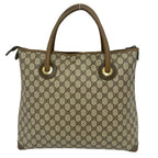 Gucci Vintage GG Pattern Logo Leather Tote Brown — view 3