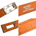 Hermes Leather Bracelet Tall Orange Matte Silver — view 3