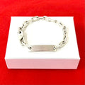 Gucci Vintage ID Plate Chain Bracelet Logo 925 Sterling Silver Bangle