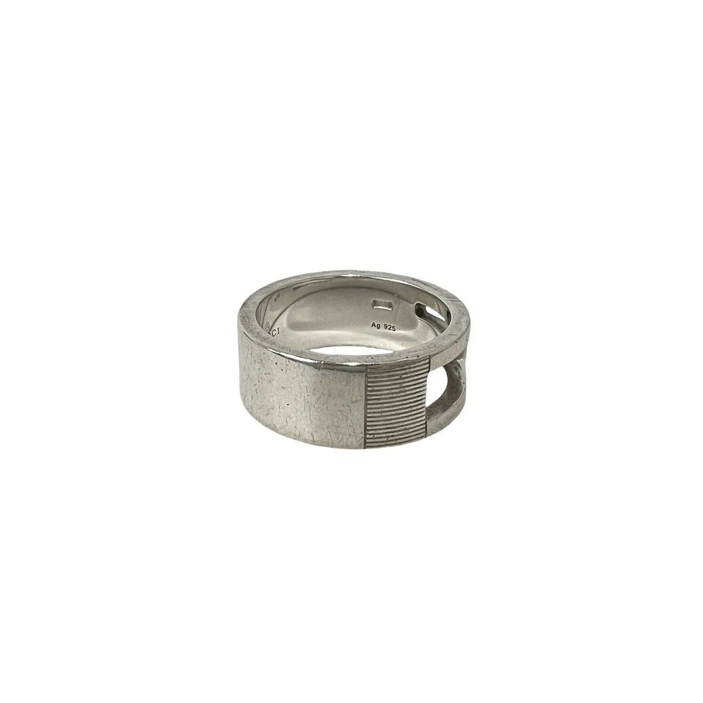 Gucci Logo Motif 925 Sterling Silver Ring — view 5