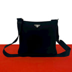 Prada Triangle Logo Tessuto Nylon Saffiano Leather Shoulder Bag Pochette