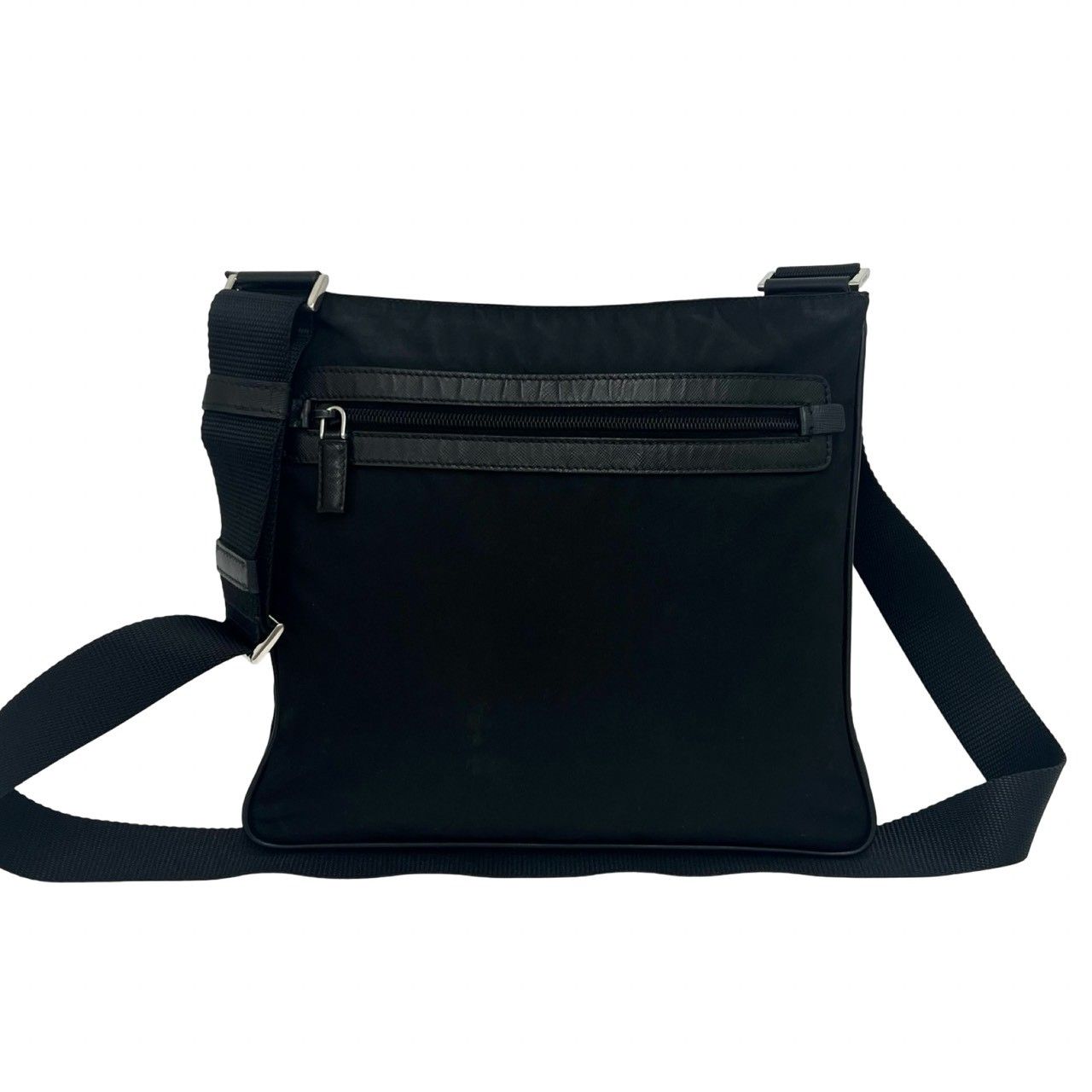 Prada Triangle Logo Tessuto Nylon Saffiano Leather Shoulder Bag Pochette — view 3