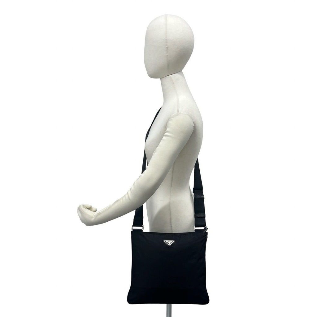 Prada Triangle Logo Tessuto Nylon Saffiano Leather Shoulder Bag Pochette — view 2