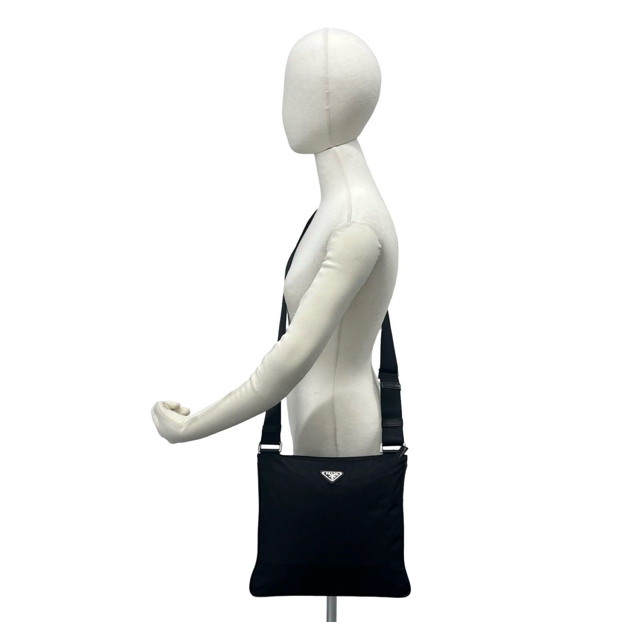 Prada Triangle Logo Tessuto Nylon Saffiano Leather Shoulder Bag Pochette — view 2