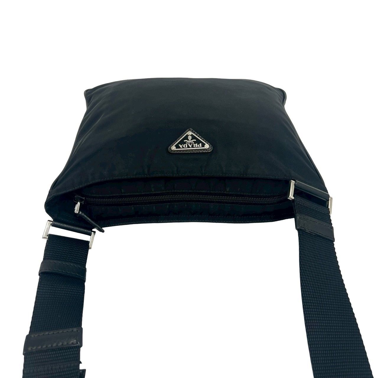 Prada Triangle Logo Tessuto Nylon Saffiano Leather Shoulder Bag Pochette — view 4