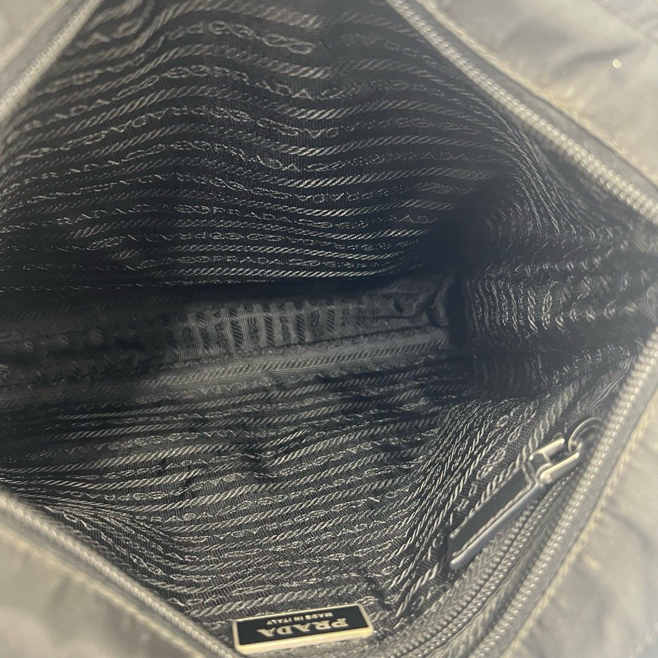 Prada Triangle Logo Tessuto Nylon Saffiano Leather Shoulder Bag Pochette — view 9