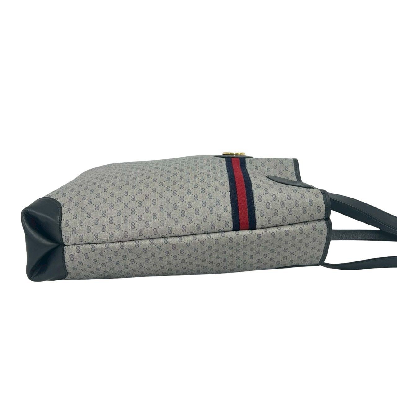 Gucci Vintage Sherry Line GG Logo Leather Tote Navy — view 6