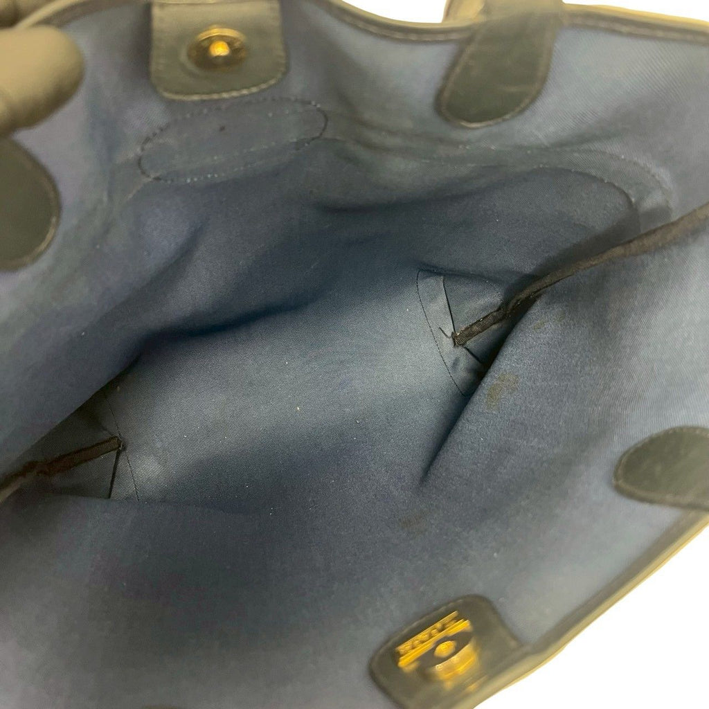Gucci Vintage Sherry Line GG Logo Leather Tote Navy — view 9