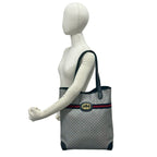 Gucci Vintage Sherry Line GG Logo Leather Tote Navy — view 2