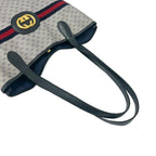 Gucci Vintage Sherry Line GG Logo Leather Tote Navy — view 4