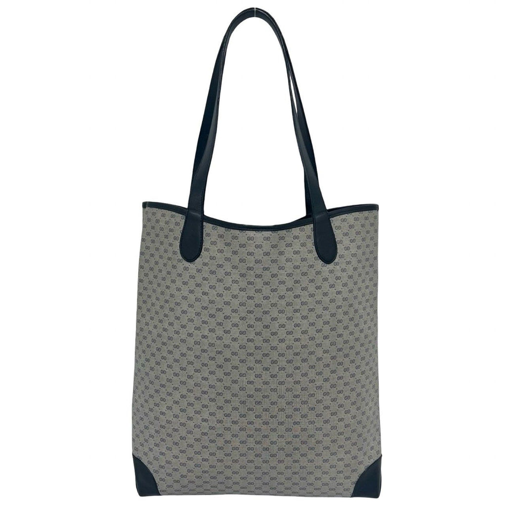Gucci Vintage Sherry Line GG Logo Leather Tote Navy — view 3