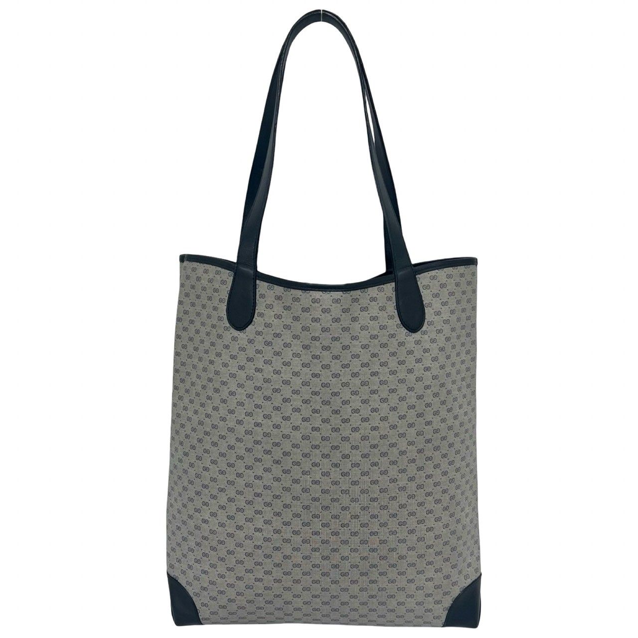 Gucci Vintage Sherry Line GG Logo Leather Tote Navy — view 3