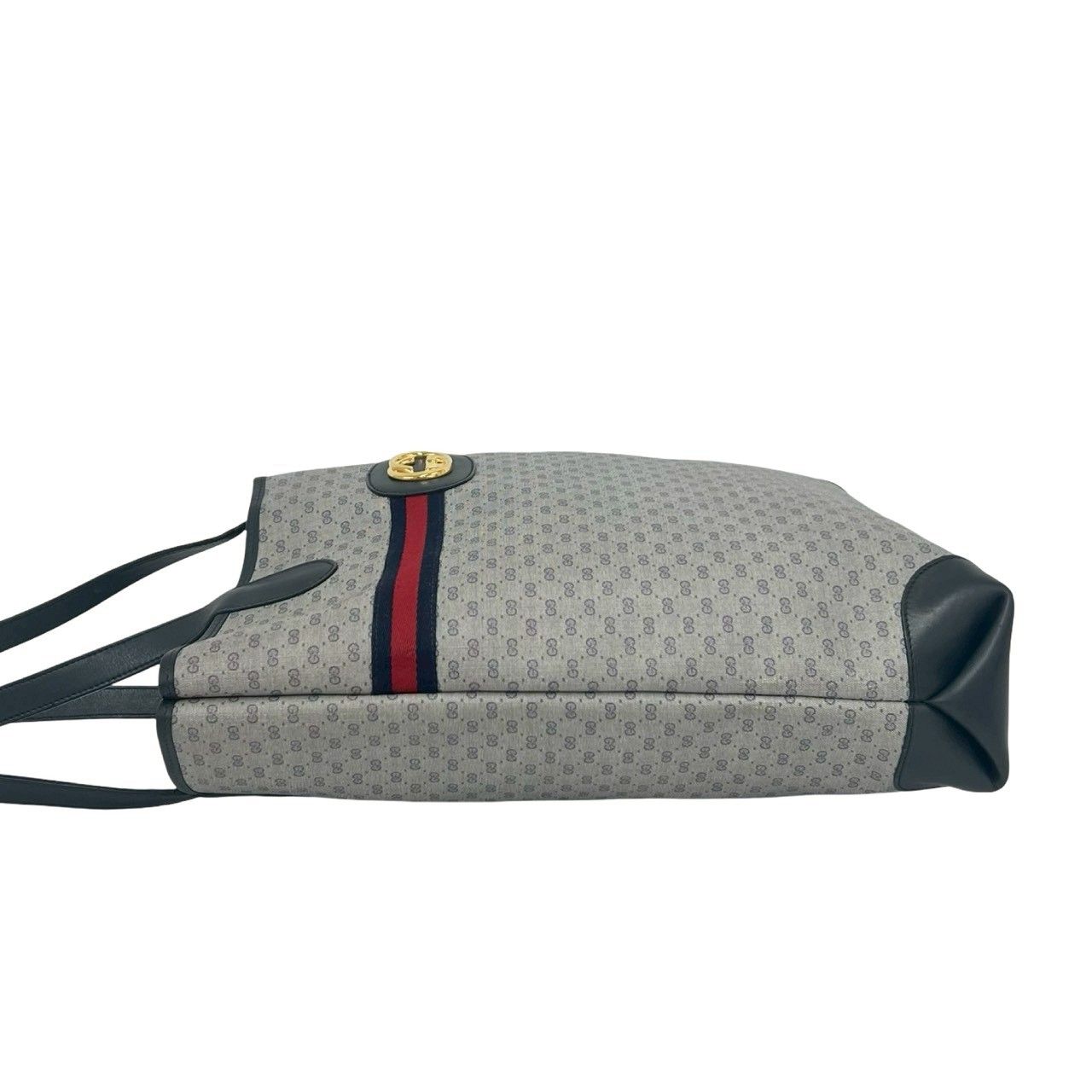 Gucci Vintage Sherry Line GG Logo Leather Tote Navy — view 5