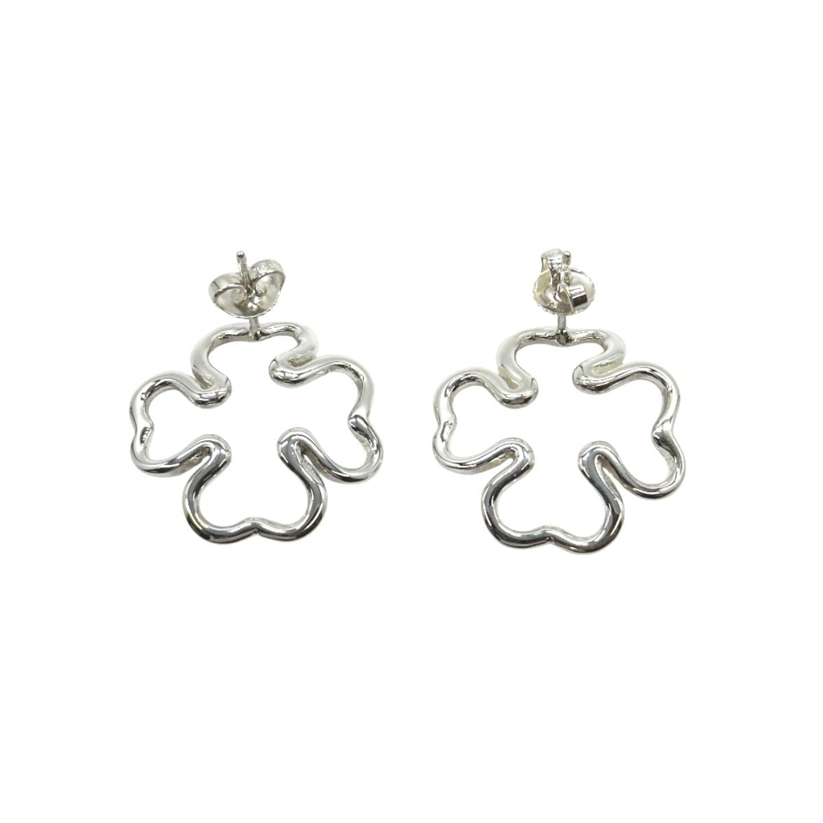 Chanel Clover Motif 925 Sterling Silver Earrings — view 3