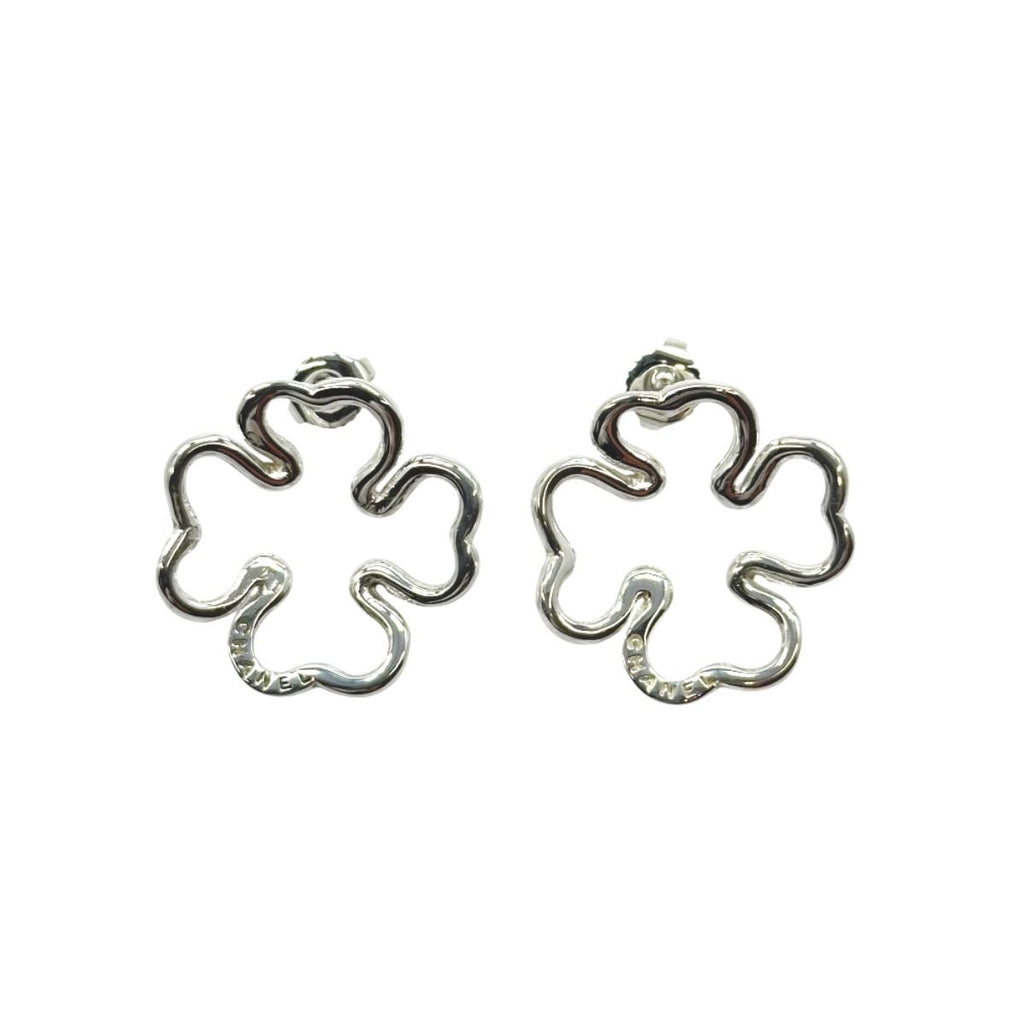 Chanel Clover Motif 925 Sterling Silver Earrings