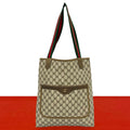 Gucci Vintage Sherry Line GG Logo Leather Tote Brown