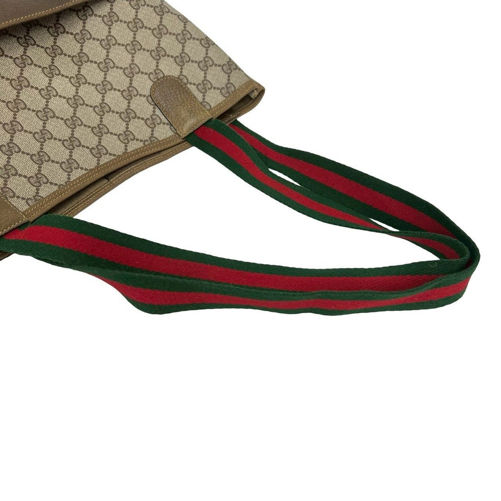 Gucci Vintage Sherry Line GG Logo Leather Tote Brown — view 4