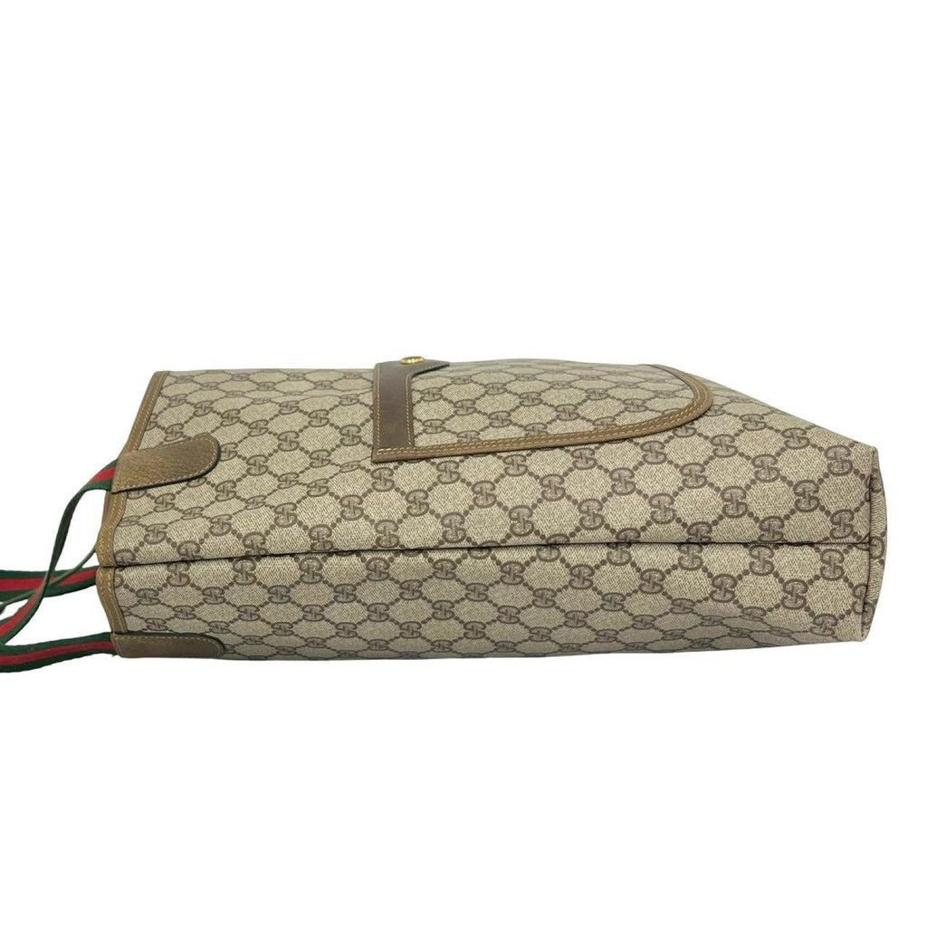 Gucci Vintage Sherry Line GG Logo Leather Tote Brown — view 5