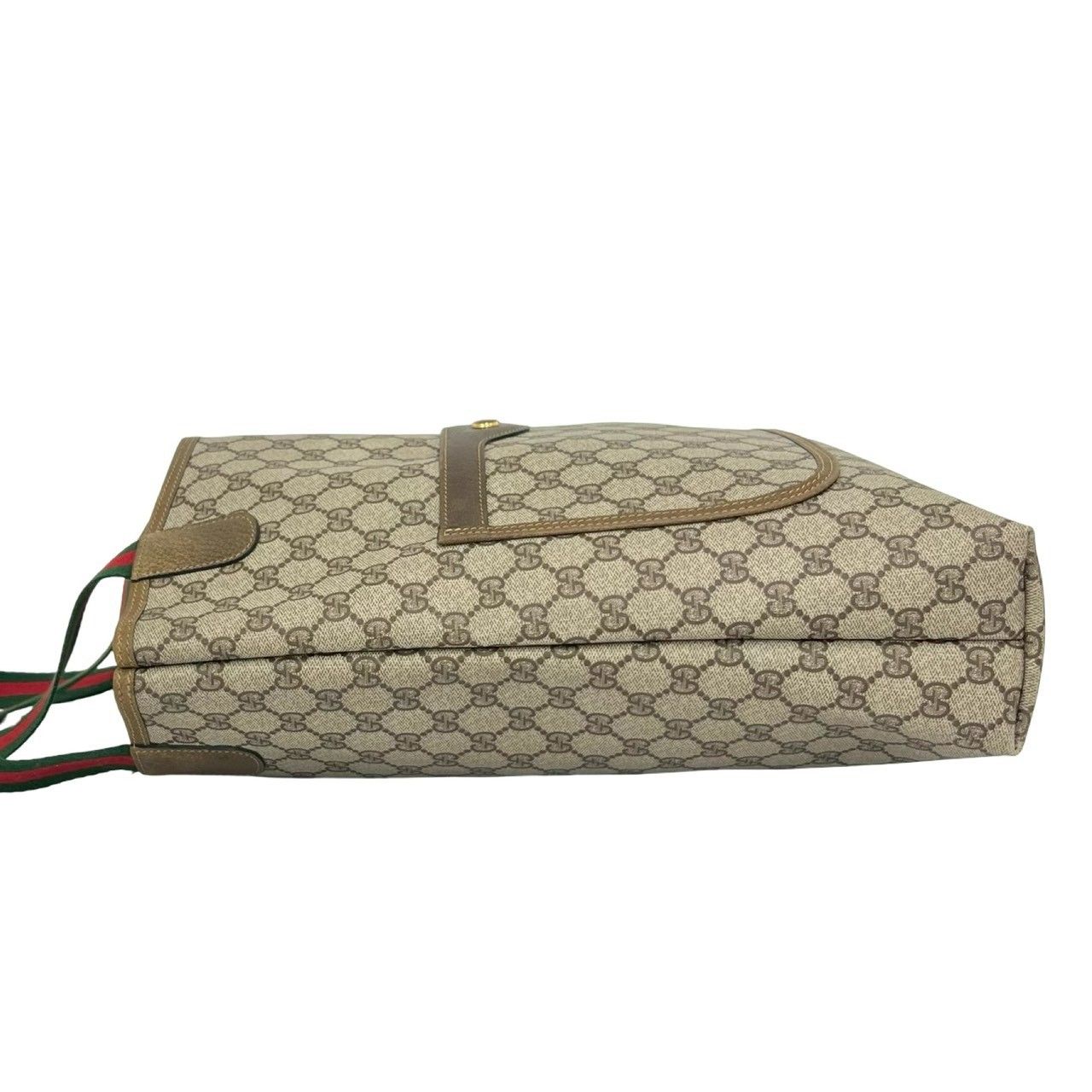 Gucci Vintage Sherry Line GG Logo Leather Tote Brown — view 5