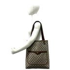 Gucci Vintage Sherry Line GG Logo Leather Tote Brown — view 2