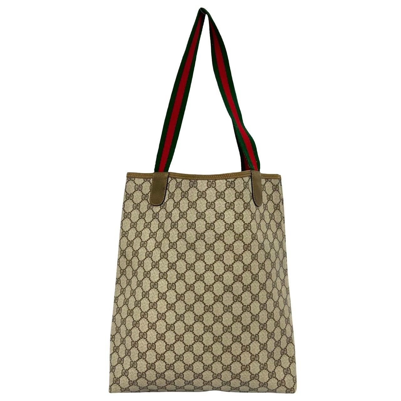 Gucci Vintage Sherry Line GG Logo Leather Tote Brown — view 3