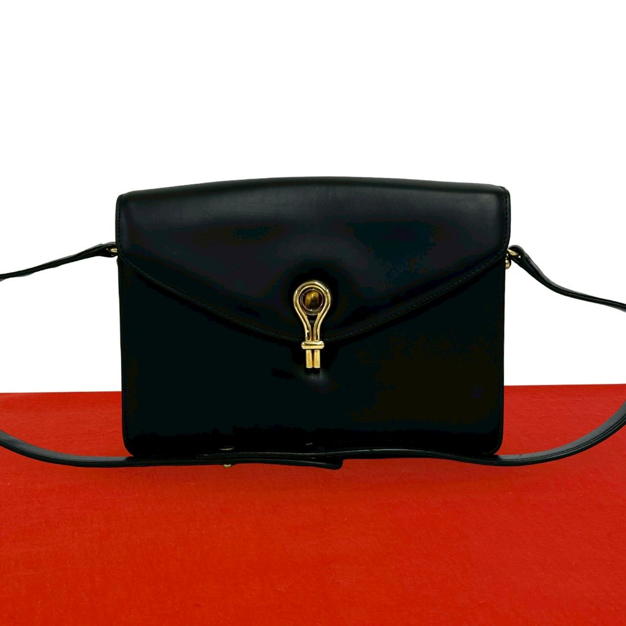 Gucci Tiger Eye Calf Leather Shoulder Bag Black