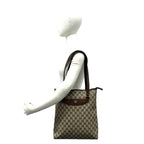 Gucci Vintage GG Logo Leather Tote Shoulder Bag Brown — view 2