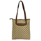 Gucci Vintage GG Logo Leather Tote Shoulder Bag Brown — view 3
