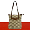 Gucci Vintage GG Logo Leather Tote Shoulder Bag Brown