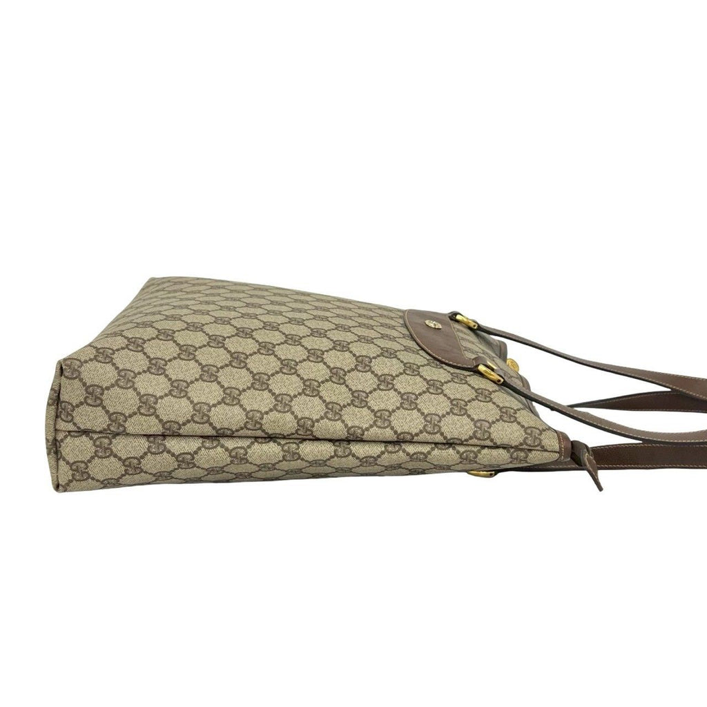Gucci Vintage GG Logo Leather Tote Shoulder Bag Brown — view 6