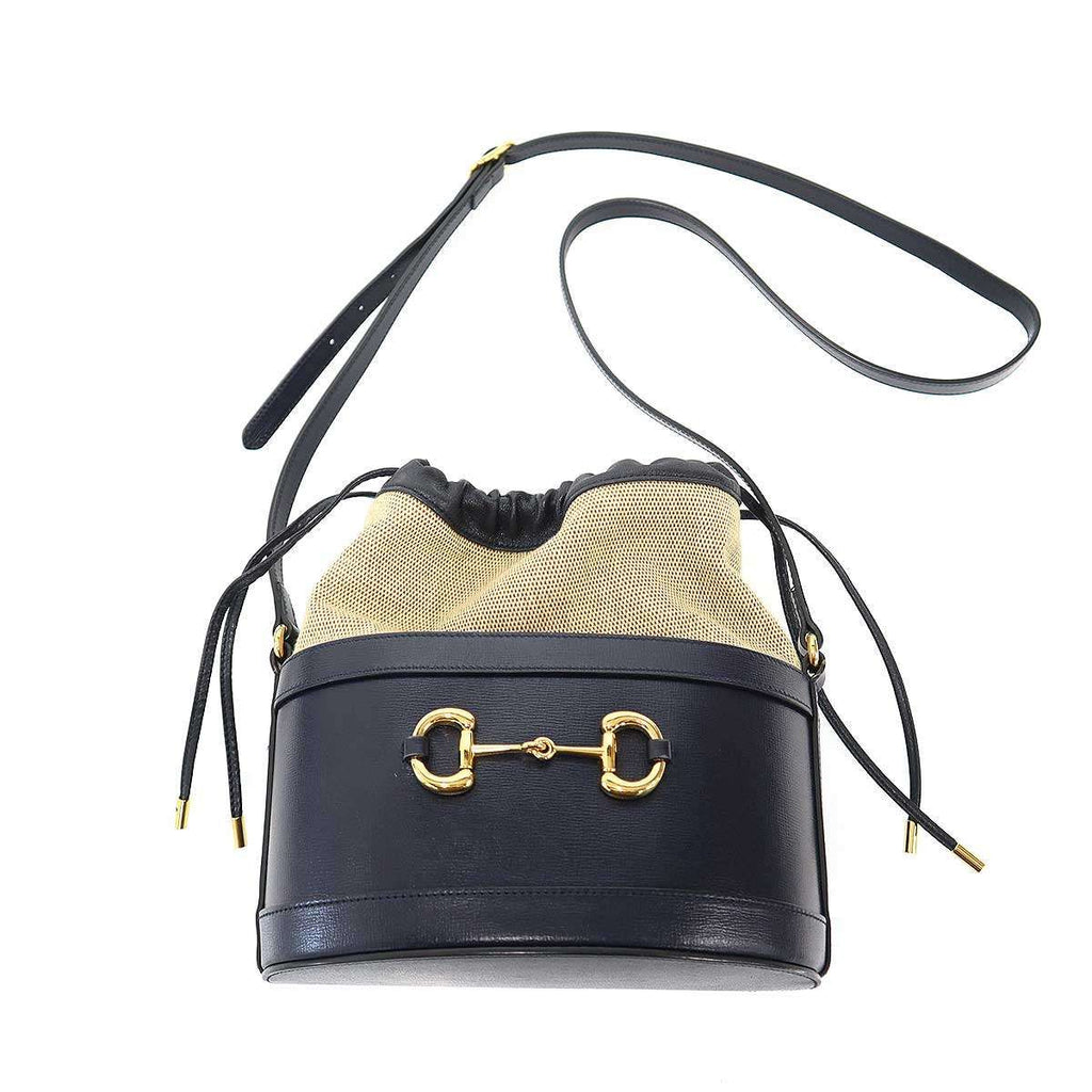 Gucci Horsebit Bucket Bag Navy