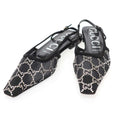 Gucci GG Rhinestone Mesh Sling Back Shoes Black