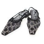 Gucci GG Rhinestone Mesh Sling Back Shoes Black