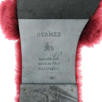 Hermes Oran Sandals Shearling Fur Burgundy — view 5