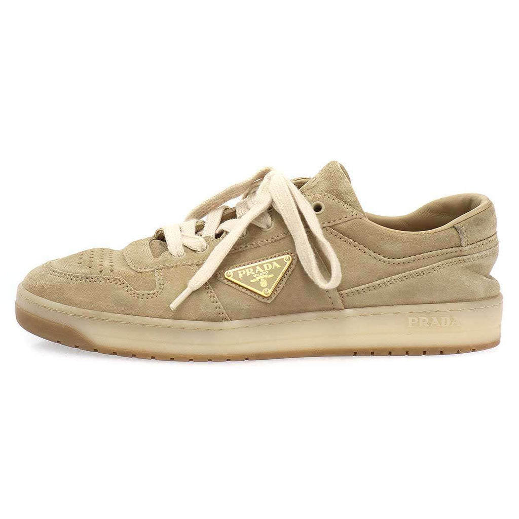 Prada Downtown Low Cut Suede Sneakers Beige — view 2