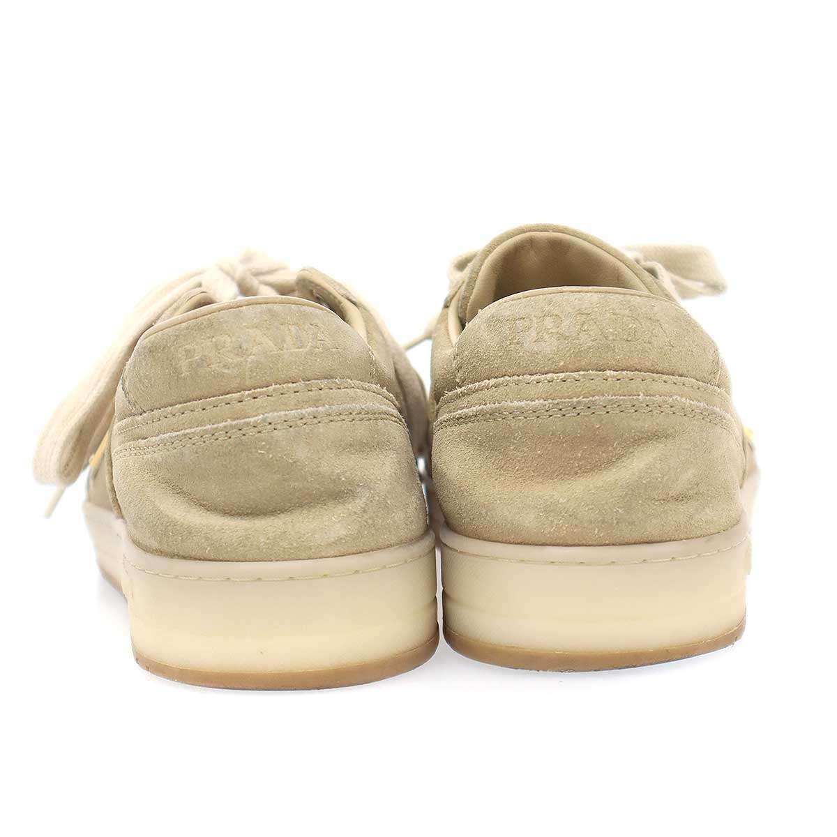 Prada Downtown Low Cut Suede Sneakers Beige — view 3