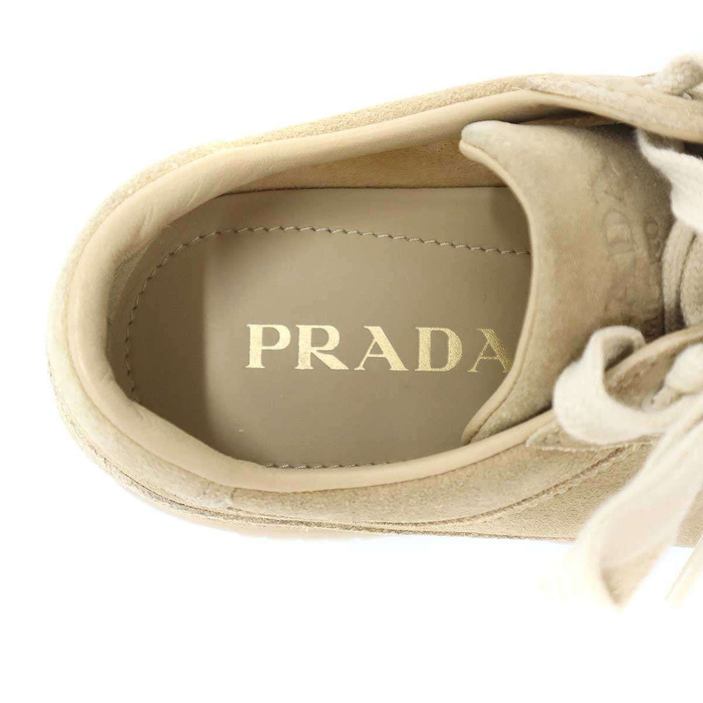 Prada Downtown Low Cut Suede Sneakers Beige — view 5