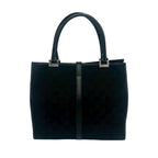 Gucci Jackie Logo GG Pattern Canvas Leather Handbag Mini Tote Black — view 3