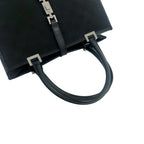 Gucci Jackie Logo GG Pattern Canvas Leather Handbag Mini Tote Black — view 4