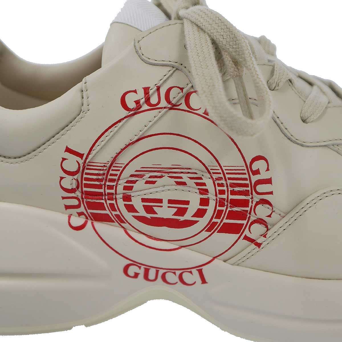 Gucci Ryton Print Leather Sneakers Beige — view 7