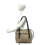 Gucci GG Canvas Logo Pattern Leather Tote Shoulder Bag Brown — view 2