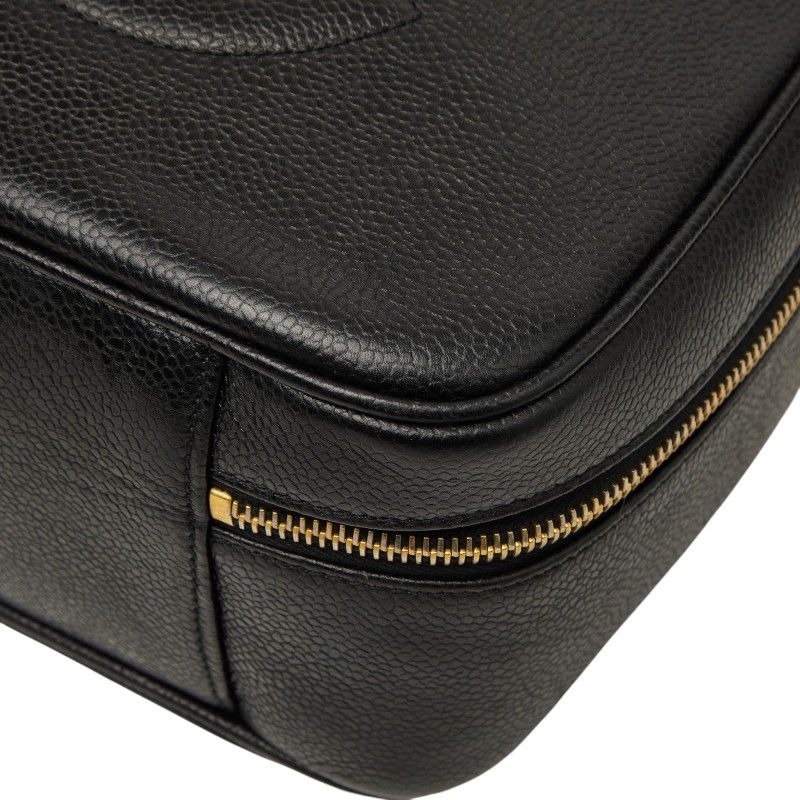 Chanel CC Logo Vanity 2-Way Shoulder Bag Black Caviar Leather — view 7