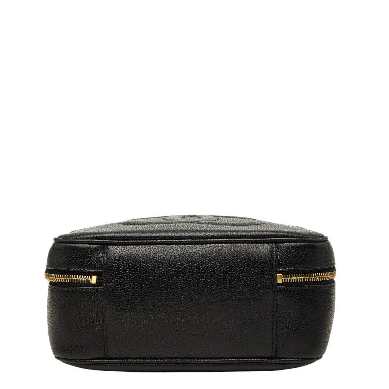 Chanel CC Logo Vanity 2-Way Shoulder Bag Black Caviar Leather — view 3