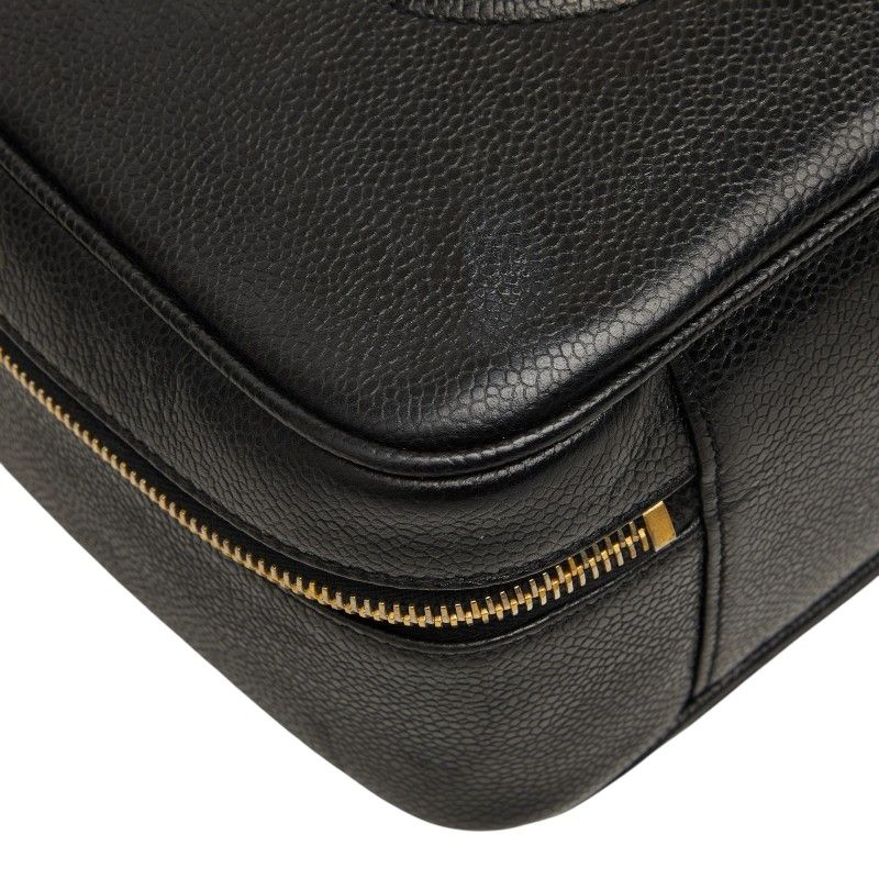 Chanel CC Logo Vanity 2-Way Shoulder Bag Black Caviar Leather — view 6