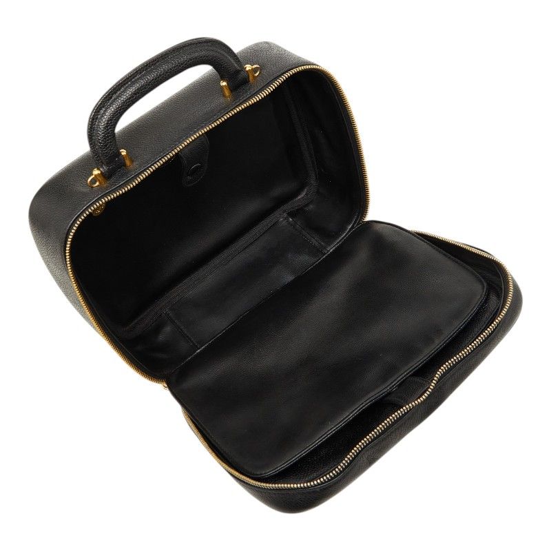 Chanel CC Logo Vanity 2-Way Shoulder Bag Black Caviar Leather — view 8