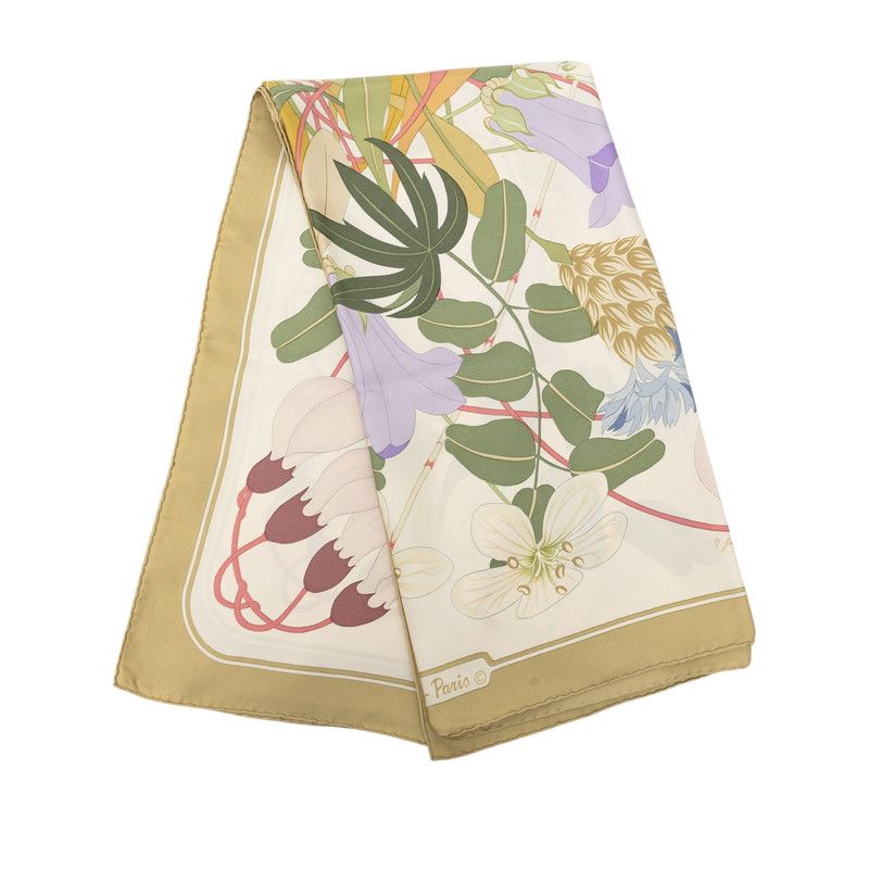 Hermes Carre 90 Flora Graeca Greek Flower Scarf Large Green Multicolor Silk — view 2