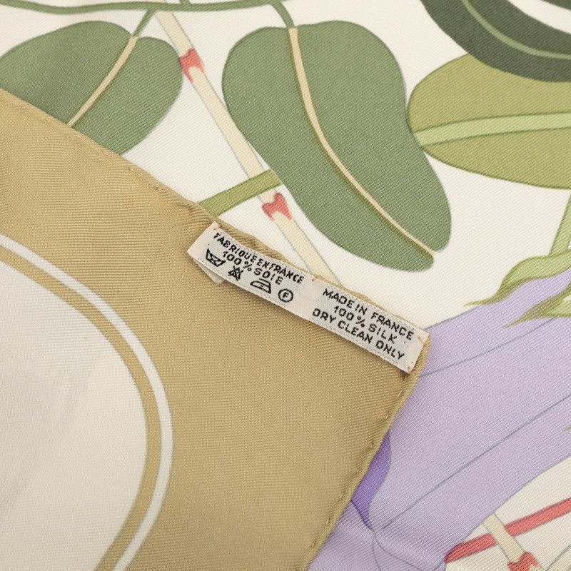 Hermes Carre 90 Flora Graeca Greek Flower Scarf Large Green Multicolor Silk — view 8