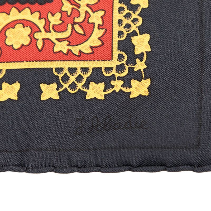 Hermes Carre 90 Brins D'or Golden Sprig Scarf Large Black Silk — view 5