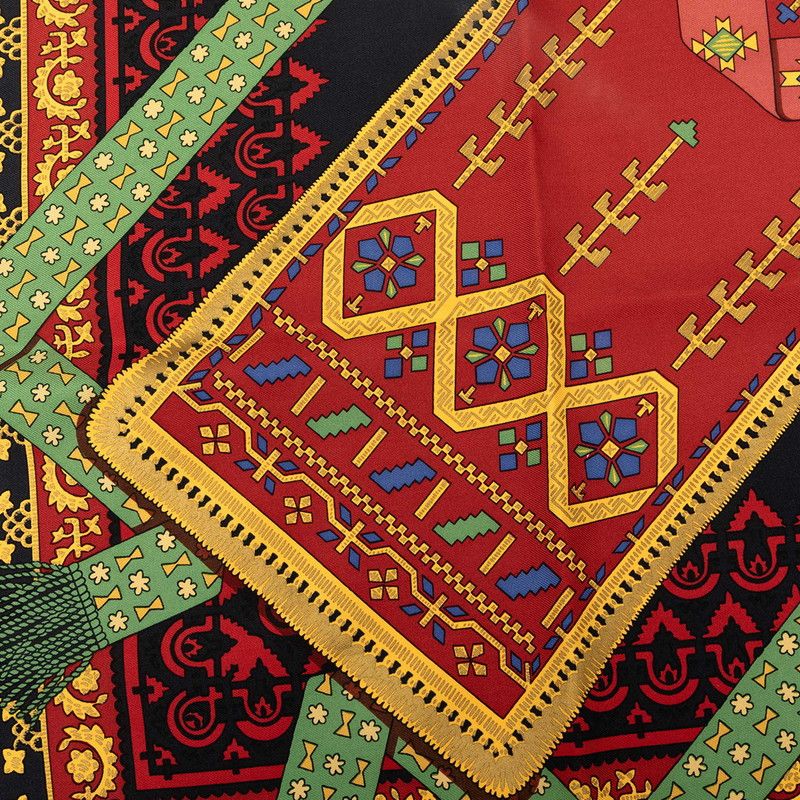 Hermes Carre 90 Brins D'or Golden Sprig Scarf Large Black Silk — view 4